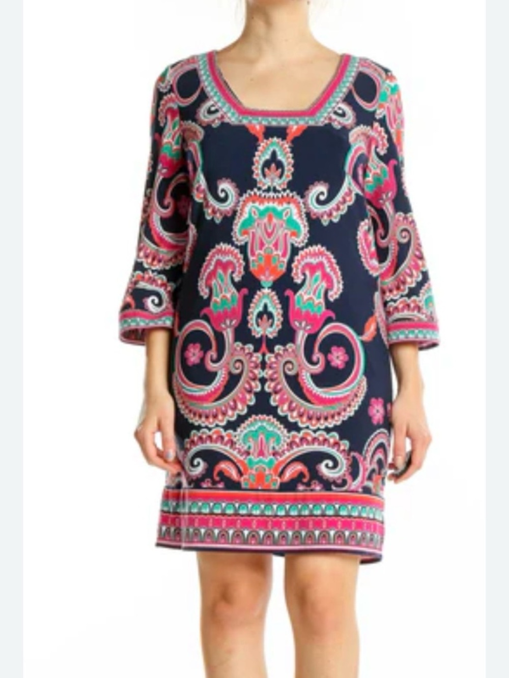 Laundry By Shelli Segal Floral Medallion Square Neck Shift Dress, size 4